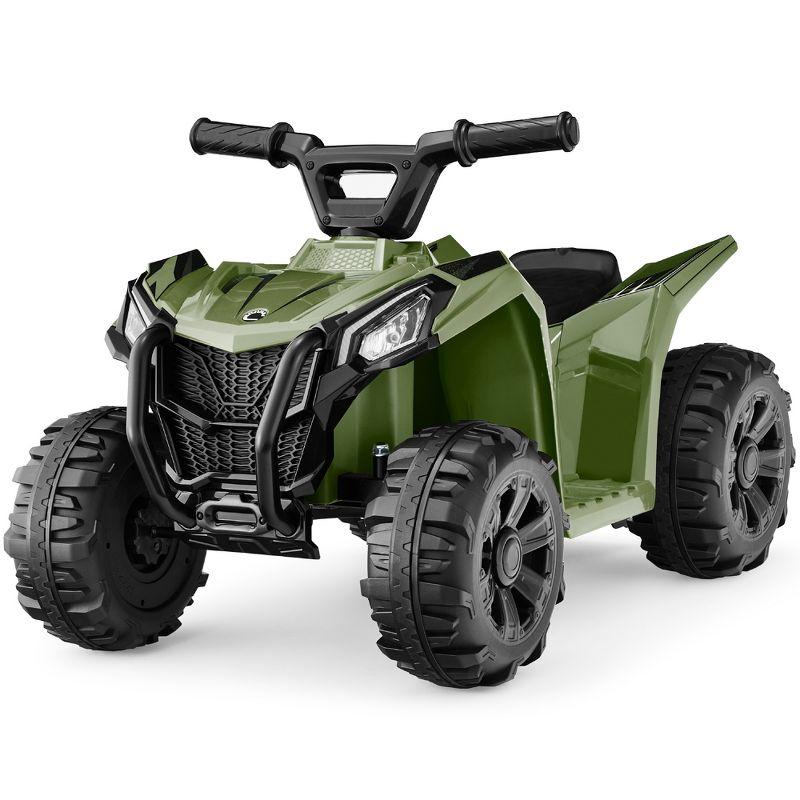 6V Army Green Kids Ride-On Quad ATV with Treaded Tires