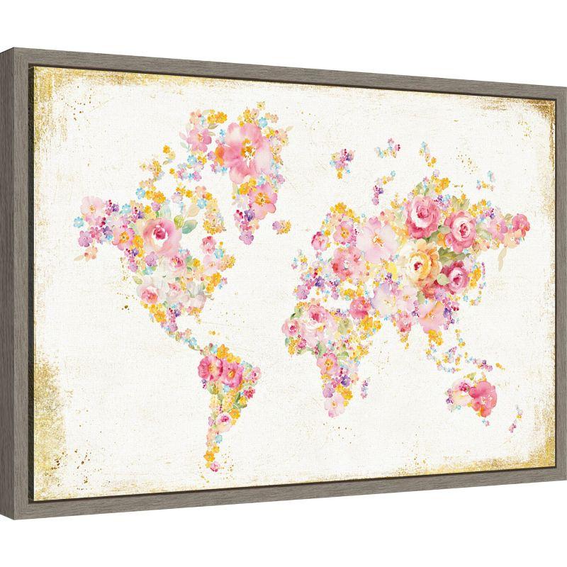 Amanti Art Midsummer World Map by Danhui Nai Canvas Wall Art Print Framed 23-in. x 16-in.