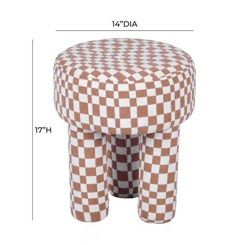 TOV Furniture Claire Checkered Boucle Ottoman Stool in Brown and White