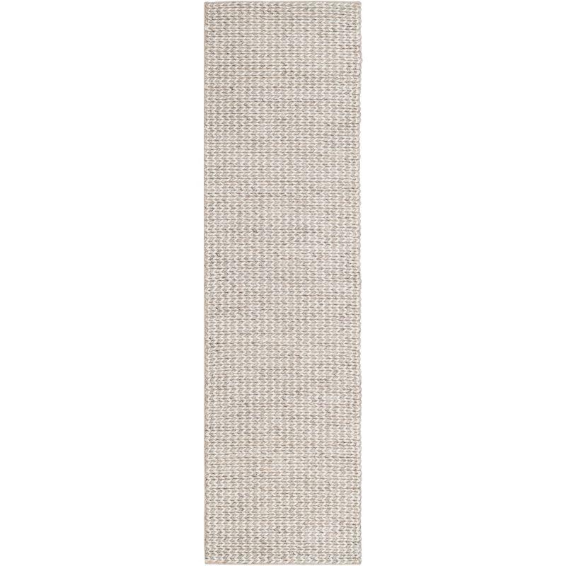 Ivory and Silver Hand-Tufted Wool Runner Rug - 27" x 18"