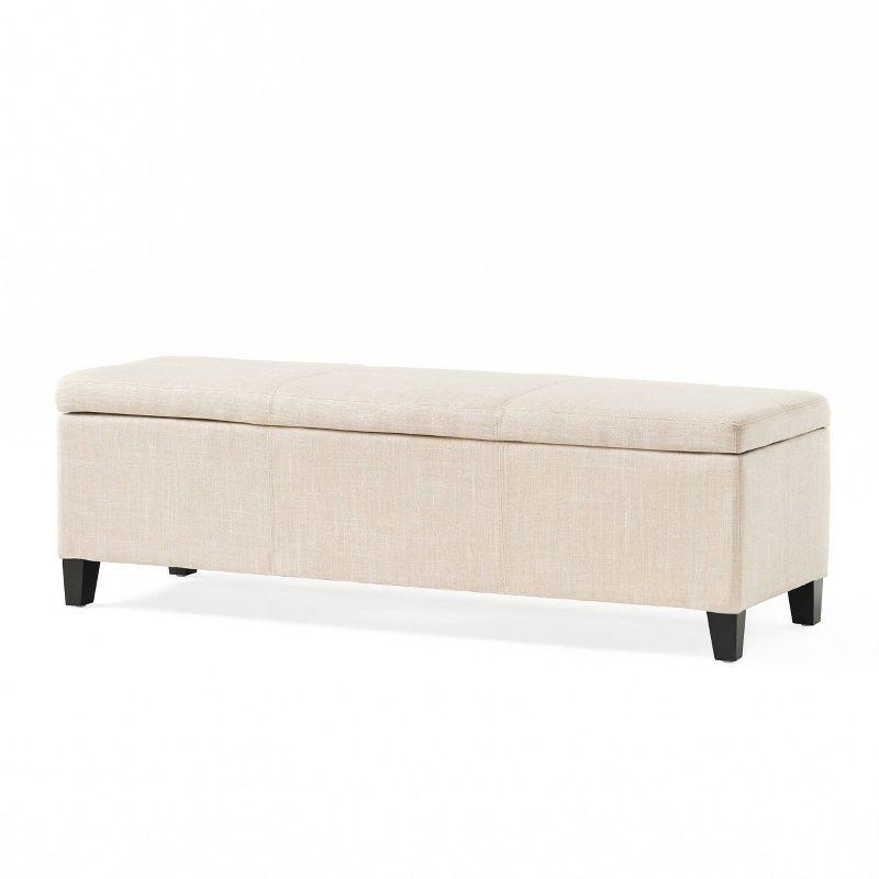 Sarelia Light Beige Fabric Storage Ottoman Bench