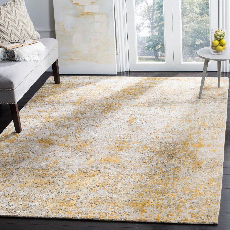 17 Stories Tiffany Hand Knotted 60% Wool, 20% Cotton, And 20% Viscose Abstract Rug