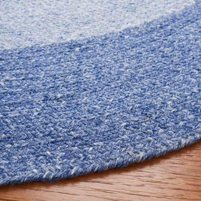 Handwoven Blue and Ivory Round Braided Area Rug