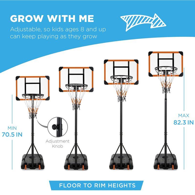 Best Choice Products Kids Height-Adjustable Basketball Hoop, Portable Game w/ 2 Wheels, Square Backboard