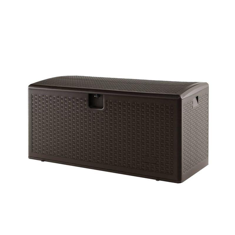 WELLFOR 120 gal Outdoor Waterproof Deck Box Brown