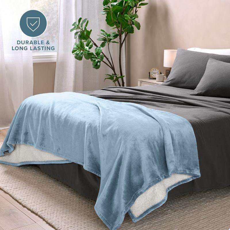 Light Blue Twin/Twin XL Faux Shearling Fleece Blanket by Bare Home