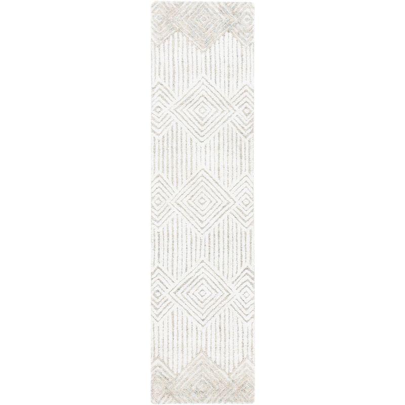 Beige and Ivory Hand-Tufted Wool Runner Rug