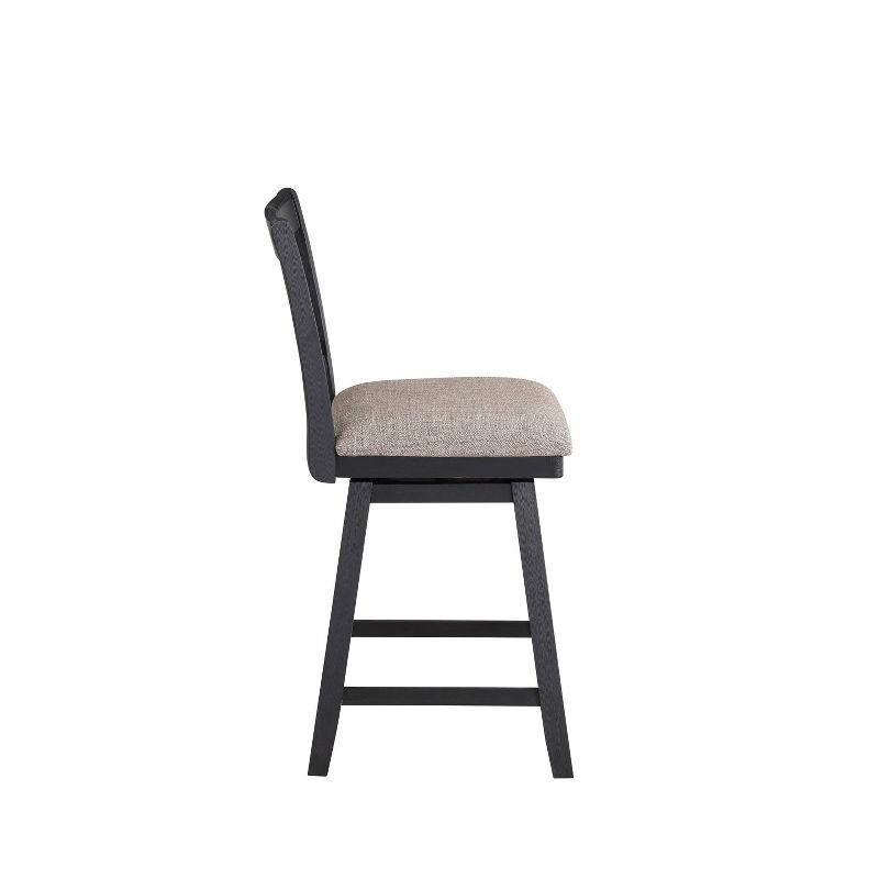 Home 2 Office 24" Brookline Xx Back Swivel Counter Height Barstool Distressed Black: Upholstered, Wood Frame, Footrest