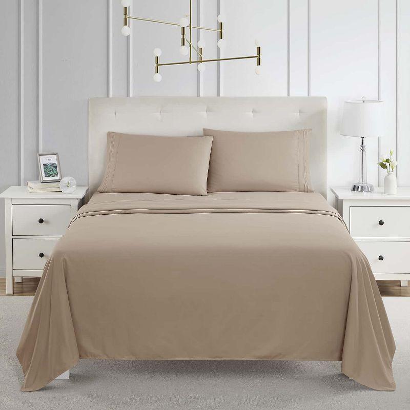 Nestl 4 Piece Queen Bed Sheet Set, Deep Pocket Extra Soft Microfiber Queen Sheets - Taupe Sand