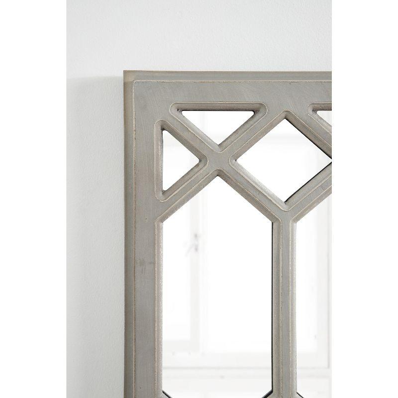 Gray Tall Rectangular Wood Windowpane Mirror