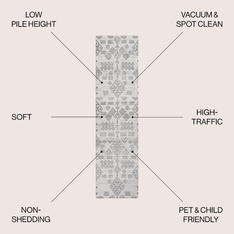 2'x10' Bhalil Berber Diamond Geometric Runner Rug, Beige - JONATHAN Y