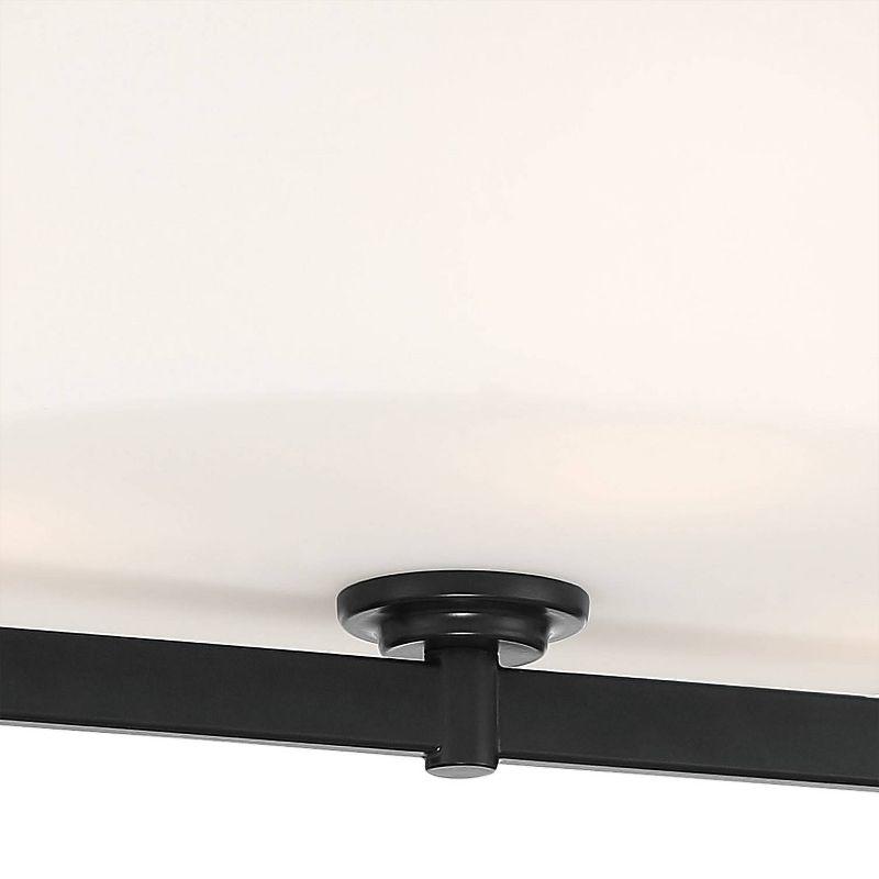 Minka Lavery Modern Ceiling Light Semi Flush Mount Fixture 16" Coal 4-Light Etched White Glass Drum Shade for Bedroom Living Room