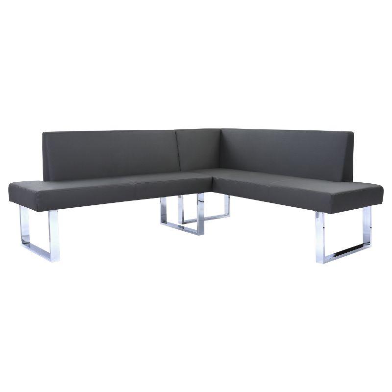 Amanda Contemporary Nook Corner Dining Bench: Chrome Legs, Padded Seat - Armen Living