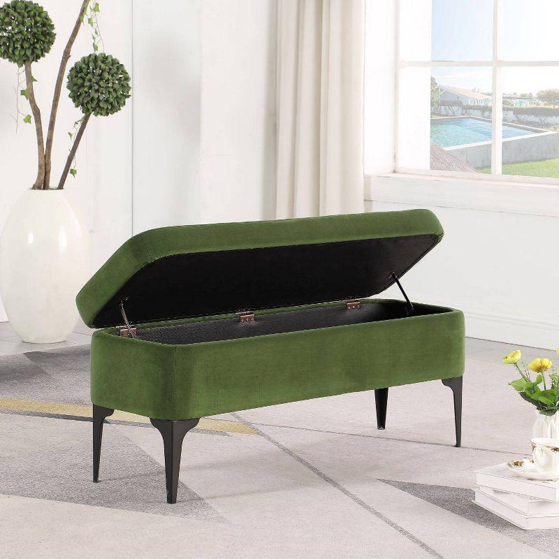 Large Modern Storage Bench Green Velvet - HomePop