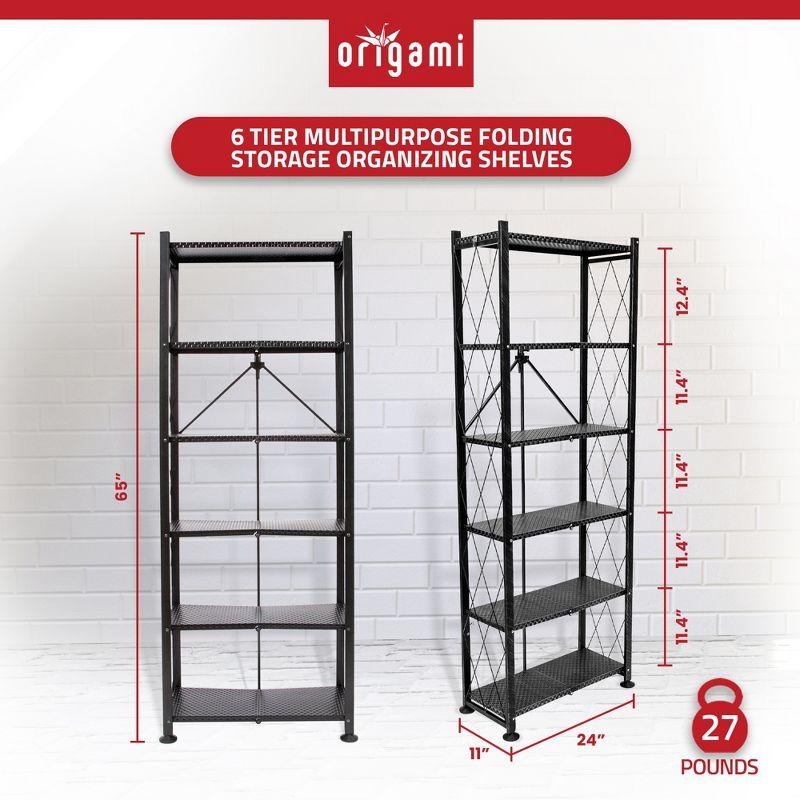 Origami Foldable 6-Shelf Classic Stamped Steel Bookcase