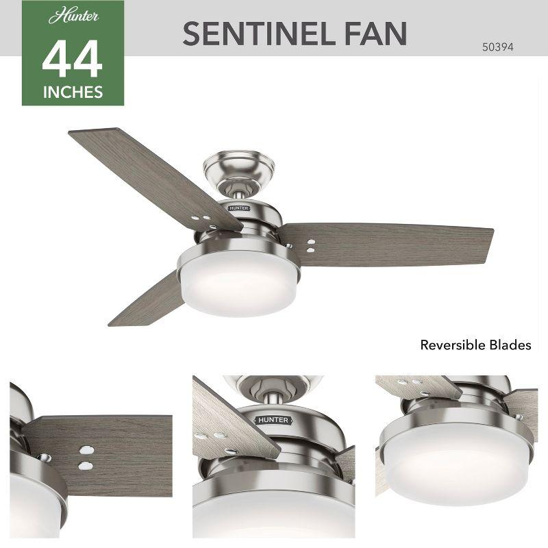 44" Sentinel 3 - Blade Standard Ceiling Fan with Remote Control and Light Kit Included