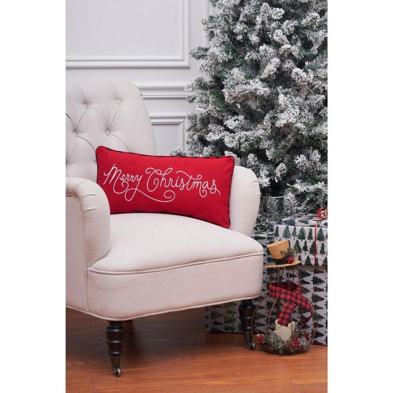 C&F Home 10" x 20" Merry Christmas Applique & Embroidered Small Petite Throw Pillow