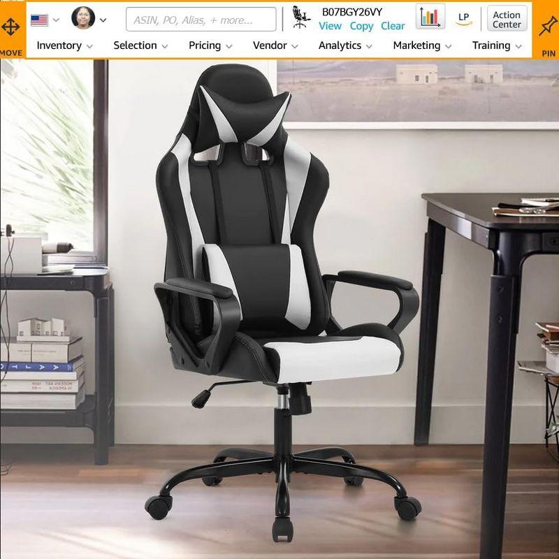 FDW PC Gaming Chair Desk Chair Ergonomic Office Chair Executive High Back PU Leather Racing Computer Chair with Lumbar Support Footrest