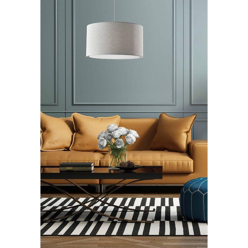 Harvest Large Drum Pendant White - Adesso: Swag Cord, 15ft Cable, ETL Listed, No Bulb Included