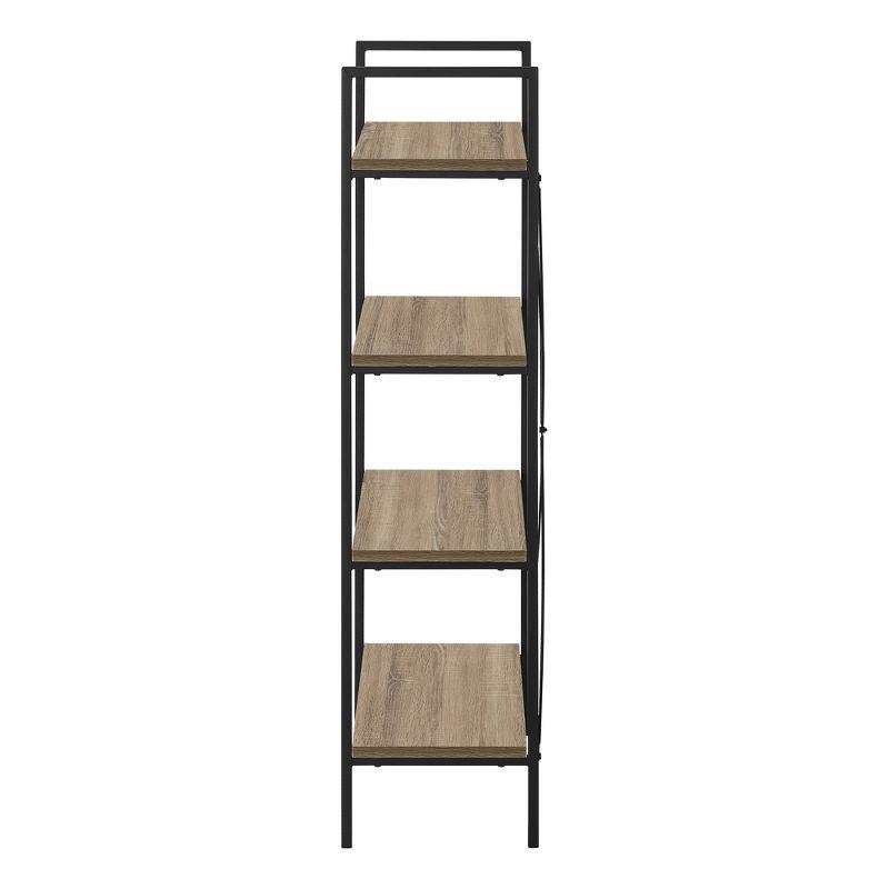 Monarch Specialties Bookshelf Bookcase 4 Tier 48InchH Office Bedroom Metal Laminate Brown Black Contemporary Modern