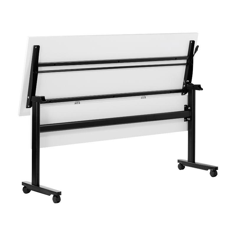 Emma and Oliver Heavy-Duty Flip Top Training Table with Nesting Design, Privacy Panel, T-Legs, Tabletop, Metal Frame