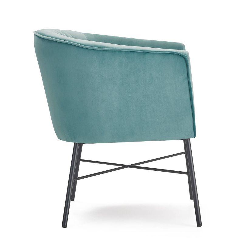 Leone Tufted Accent Chair Teal - Adore Decor: Modern Velvet, Sleek Metal Legs, Bedroom & Living Room Seating