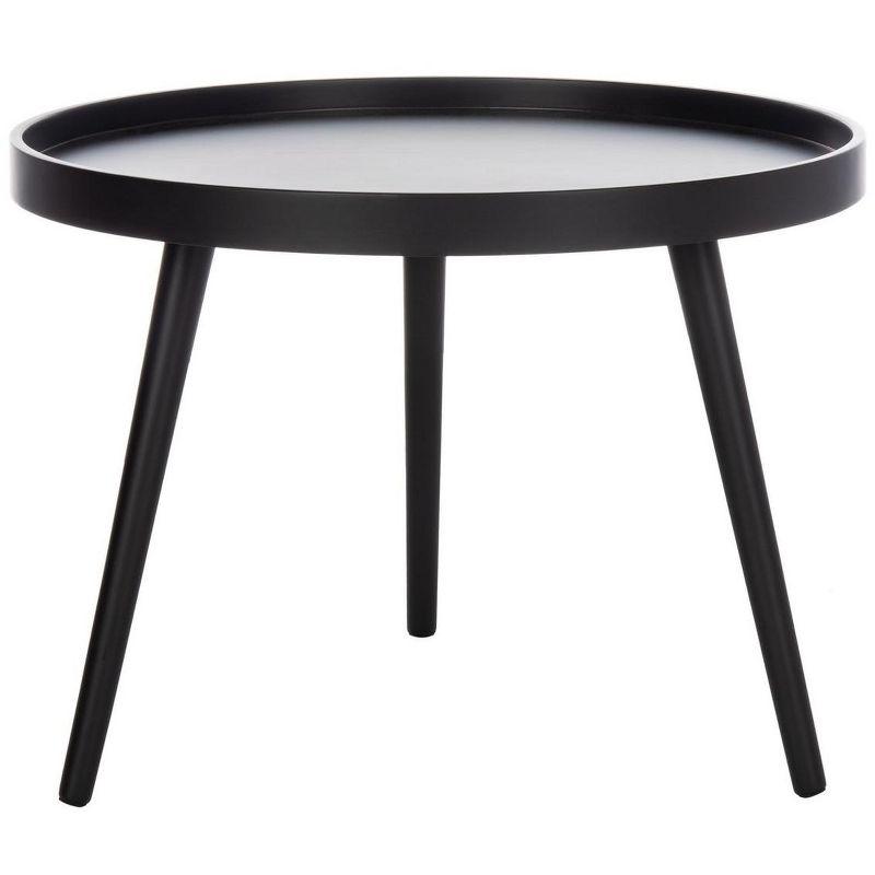 Fritz 24" Black Wood and Metal Round Tray Side Table