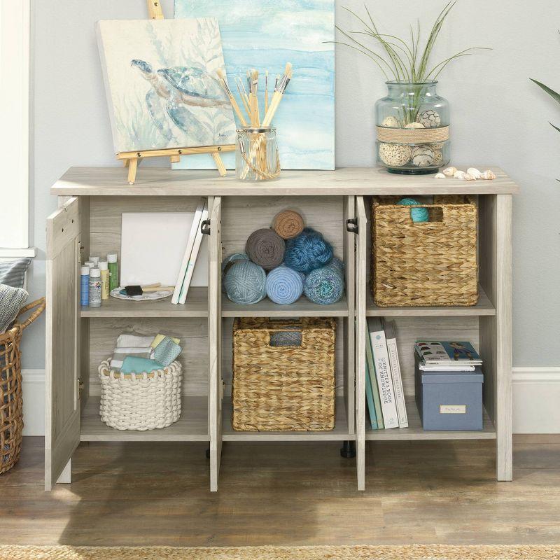 Sauder Horizontal Storage Cabinet with 3 Adjustable drawers Chalk Oak