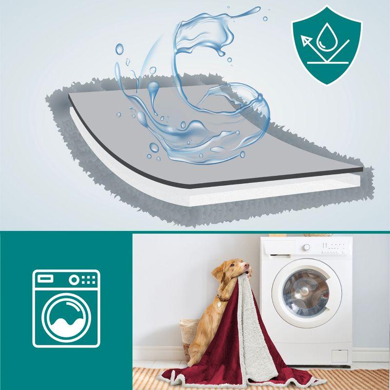 PetAmi Waterproof Dog Blanket for Bed Couch Sofa Cover, Reversible Faux Shearling Fleece Pet Throw