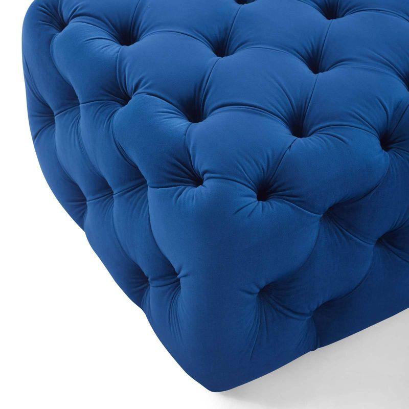 Anthem Navy Tufted Square Performance Velvet Ottoman