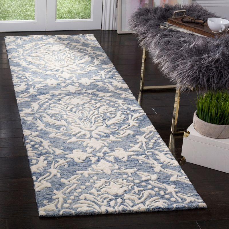 Blossom BLM107 Hand Tufted Indoor Runner Rug - Blue/Ivory - 2'3"x6' - Safavieh