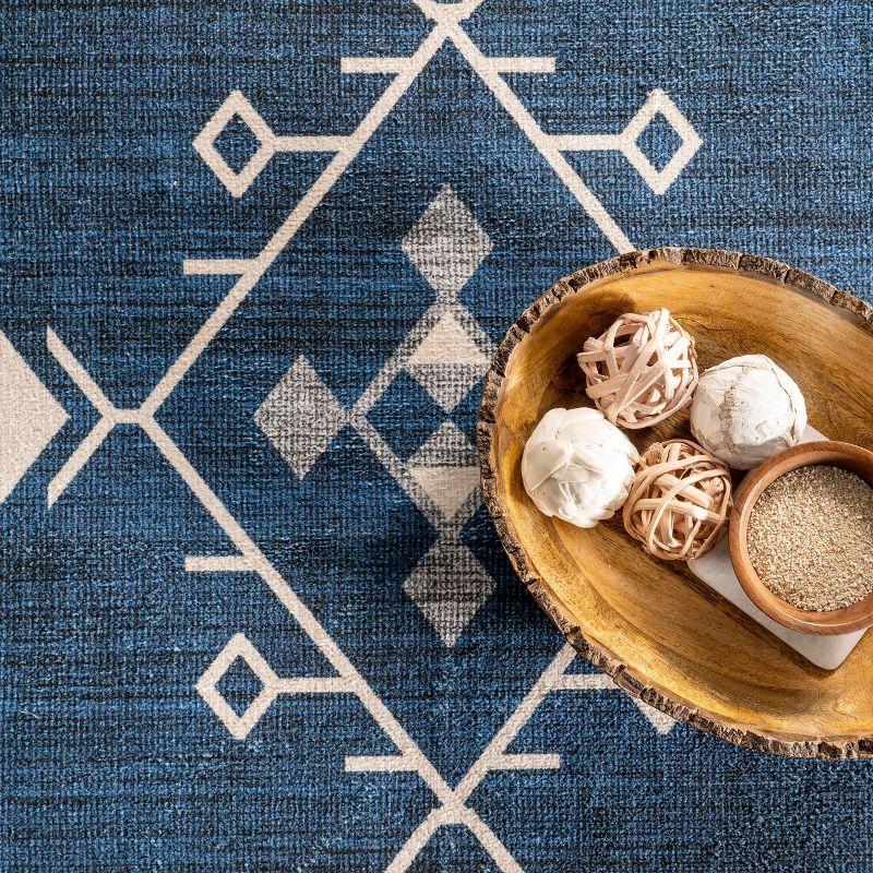 Nuloom Evalyn Diamond 3x5 Machine Washable Accent Indoor Area Rug for Living Room Bedroom Dining Room Entryway Kitchen, Navy/Ivory