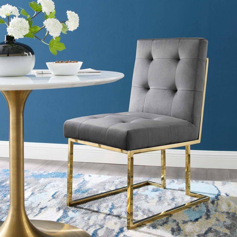 Privy Gold Stainless Steel Performance Velvet Dining Chair - Modway