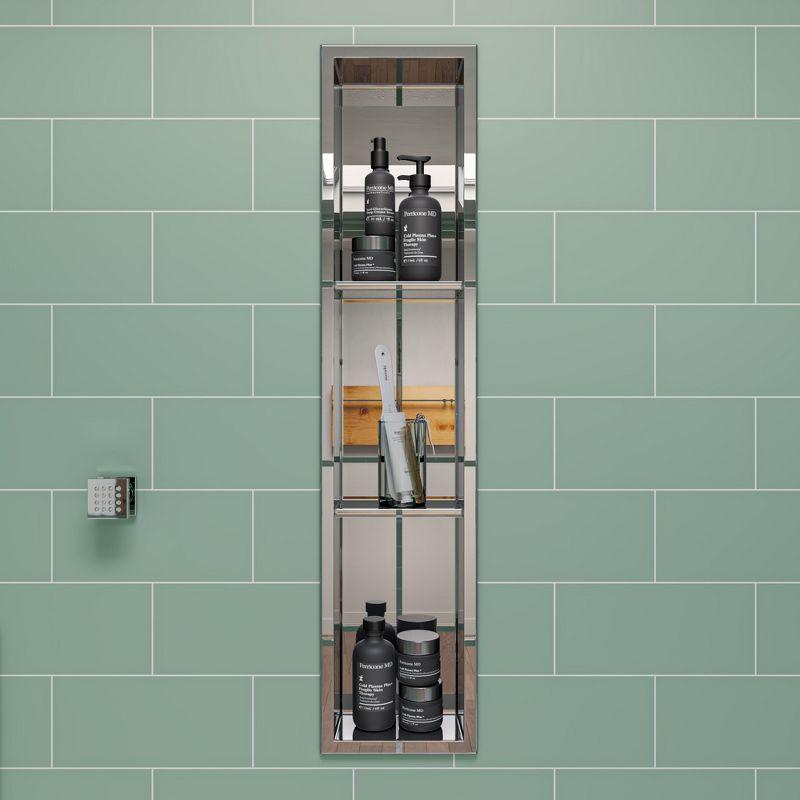 Vertical Stainless Steel Triple Shower Niche