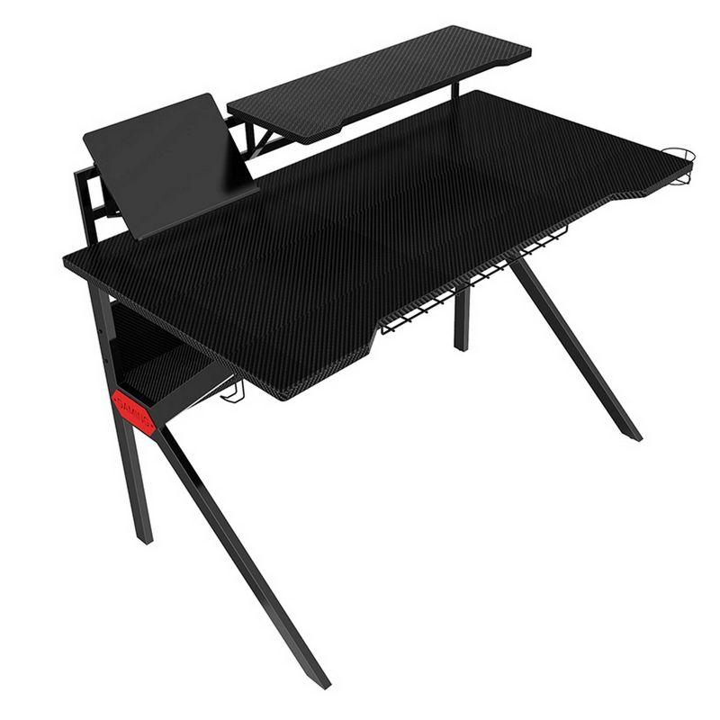 PVC Coated Ergonomic Gaming Desk with Open Storage Shelf & K-Shape Legs - The Urban Port