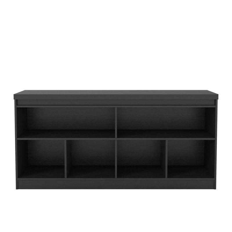 62.99" Viennese 6 Shelves Buffet Cabinet with Mirrors Matte Black - Manhattan Comfort: Modern Console Storage