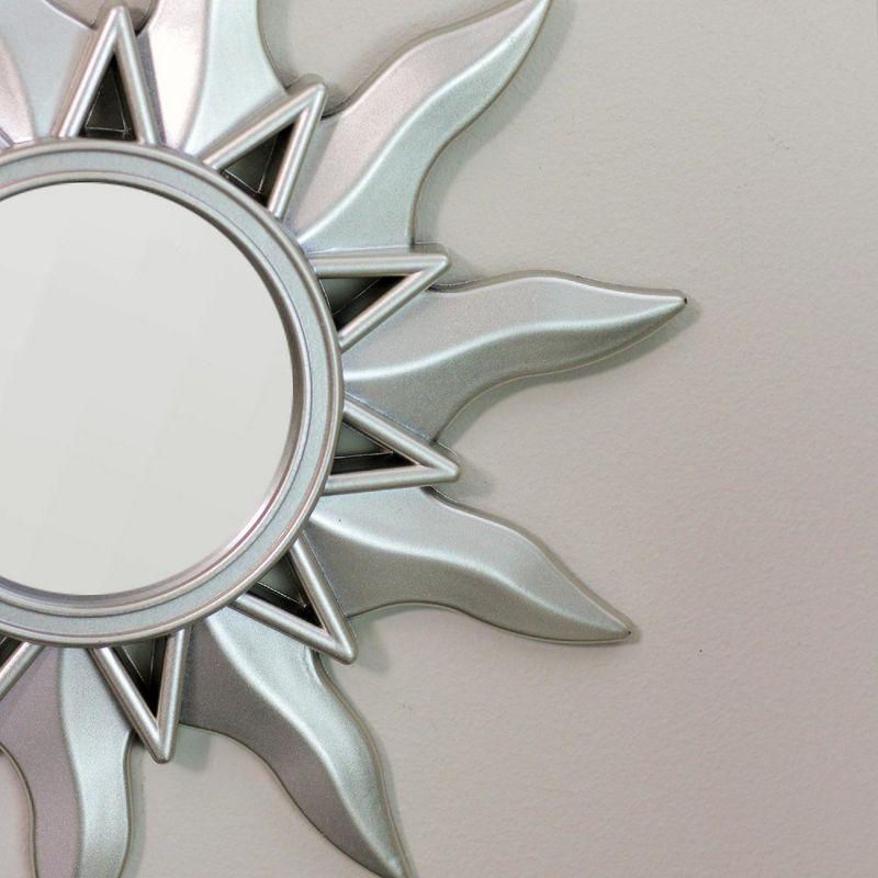 Northlight Set of 3 Mayan Sunburst Matte Silver Round Mirrors 9.5"