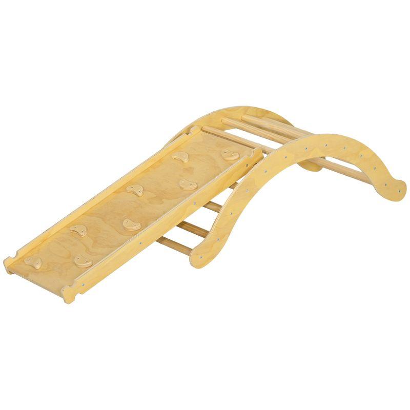 Qaba Toddler Climbing Toys, Indoor 4 In 1 Pikler Climbing Set with Arch Climber, Ramp & Cushion, Wooden Montessori Climbing Set, Baby Play Gym for Indoor Playground, Wood | Wayfair