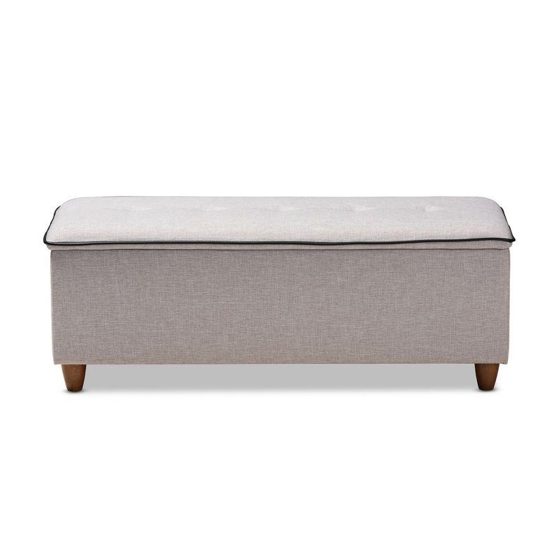 Marlisa Walnut Finished Wood and Fabric Upholstered Button Tufted Storage Ottoman Gray - BaxtonStudio