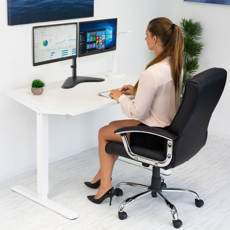 Black Dual Monitor Desk Stand with Adjustable Arms