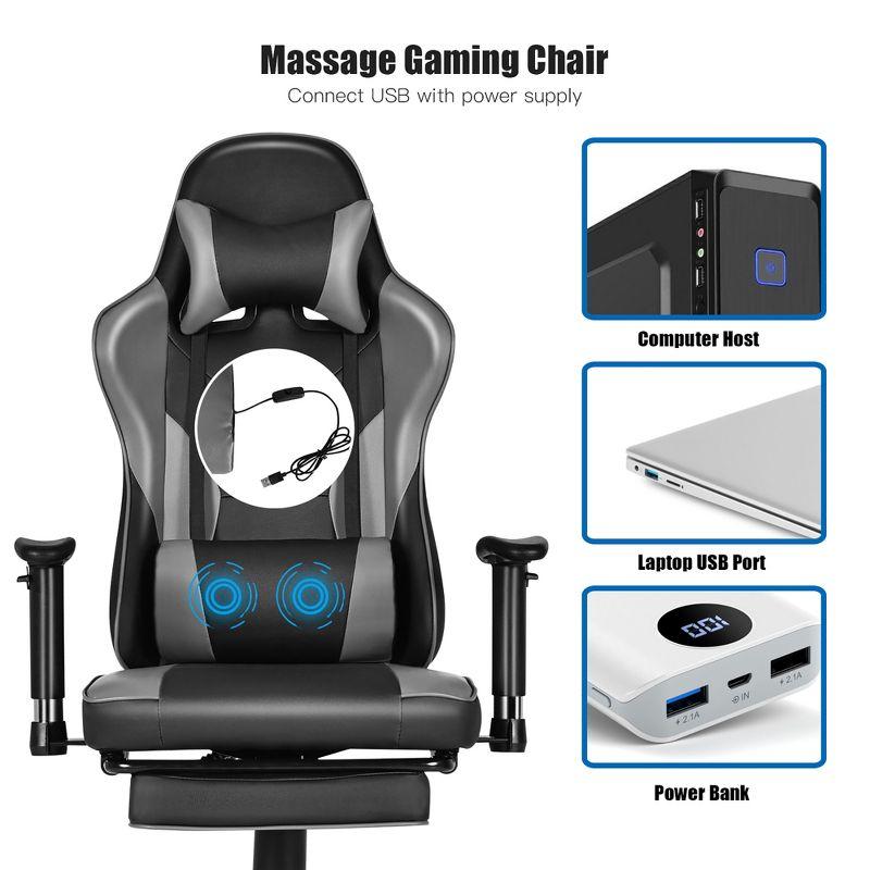 Costway Gaming Chair Racing High Back Office Chair w/ Footrest Black