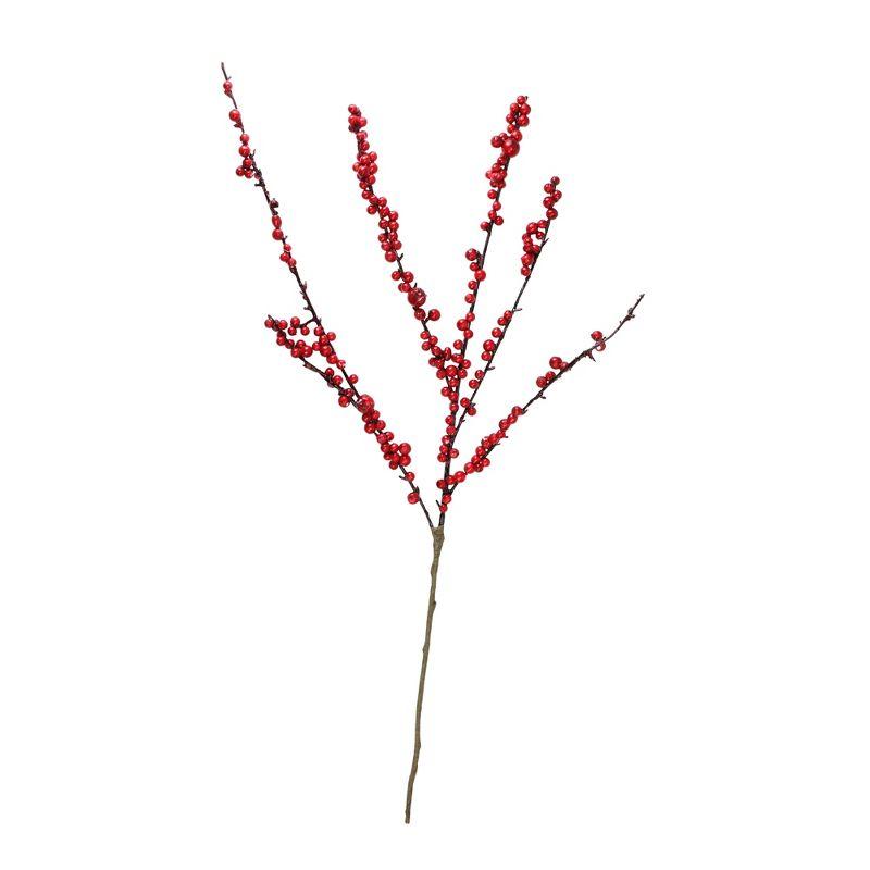 25-Inch Red Berries Artificial Christmas Twig Branch Spray