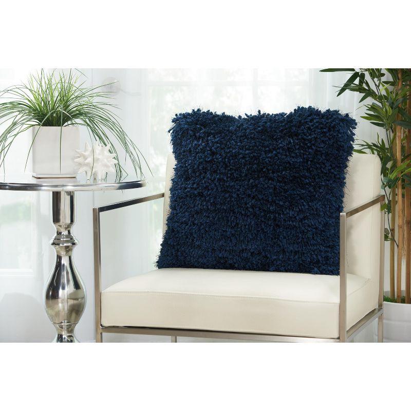 Lively Navy Square Kids Shag Throw Pillow Set, 20" x 20"