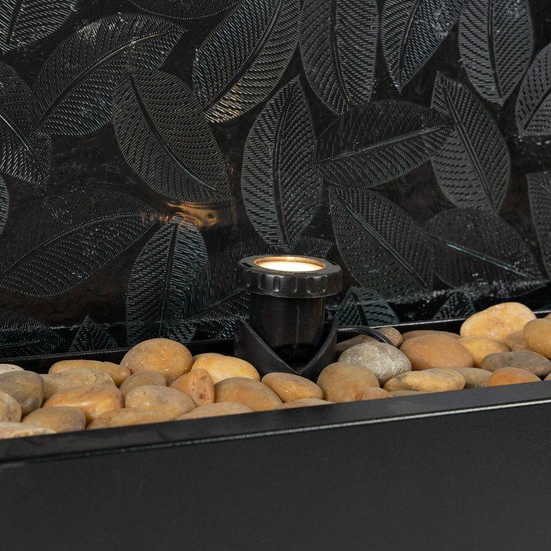 Alpine Corporation 72" Clear Glass Panel with Embossed Leaves Waterfall Fountain: Freestanding, Electric, Indoor/Outdoor Use