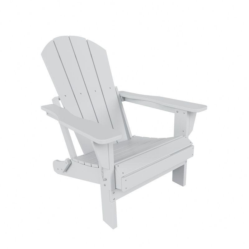 White HDPE Outdoor Folding Adirondack Chair with Wide Armrests