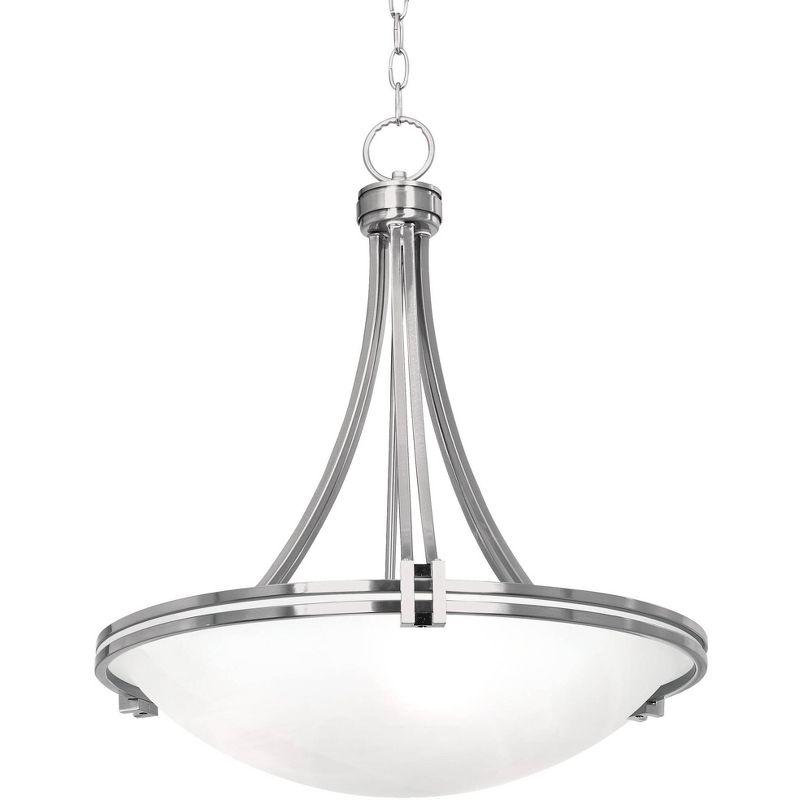 Possini Euro Design Deco Brushed Nickel Pendant Chandelier 21 1/2" Wide Modern White Marbled Bowl Glass 3-Light Fixture for Dining Room Kitchen Island