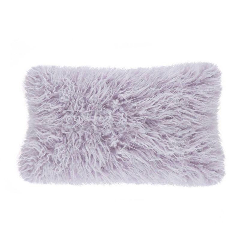 Poly Filled Faux Mongolian Fur Throw Pillow - Saro Lifestyle