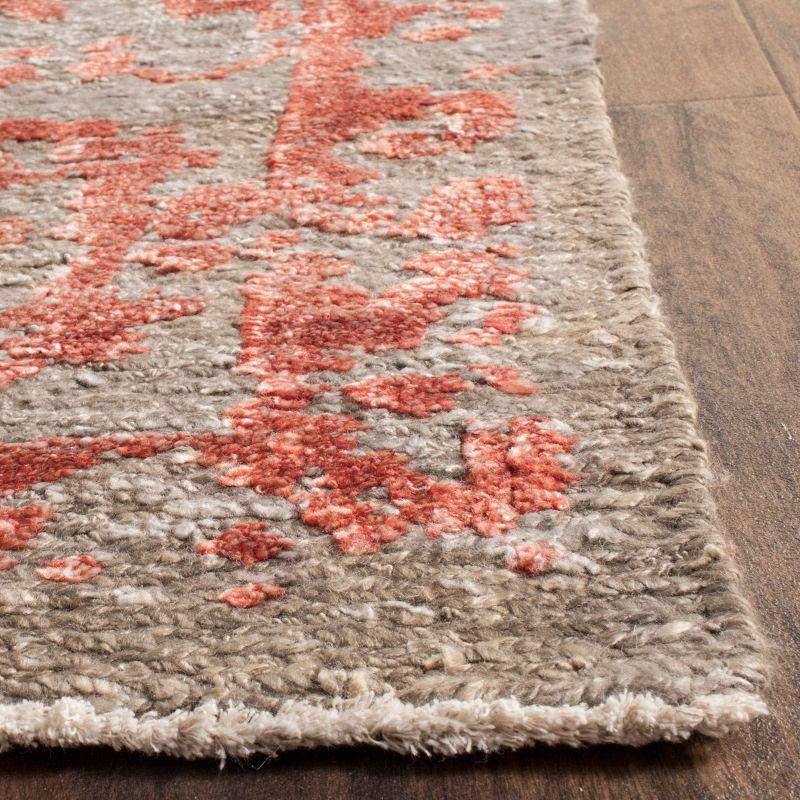 Safavieh Centennial Hand Knotted Viscose/Cotton Floral Rug in Red/Gray