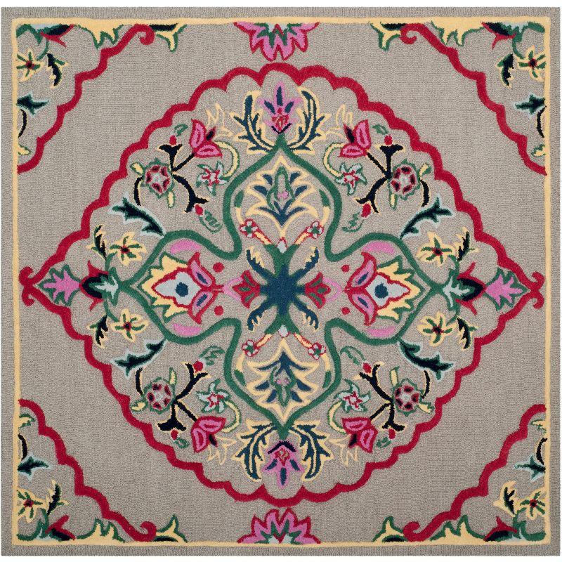 Bellagio BLG605 Hand Tufted Indoor Area Rug - Dark Grey/Multi - 5'x5' - Safavieh