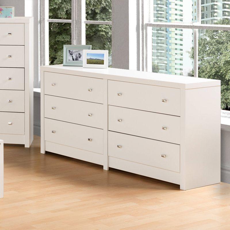 Calla 6 Drawer Dresser White - Prepac: Chic Cosmopolitan Style, Pure Laminate Finish, Metal Knobs